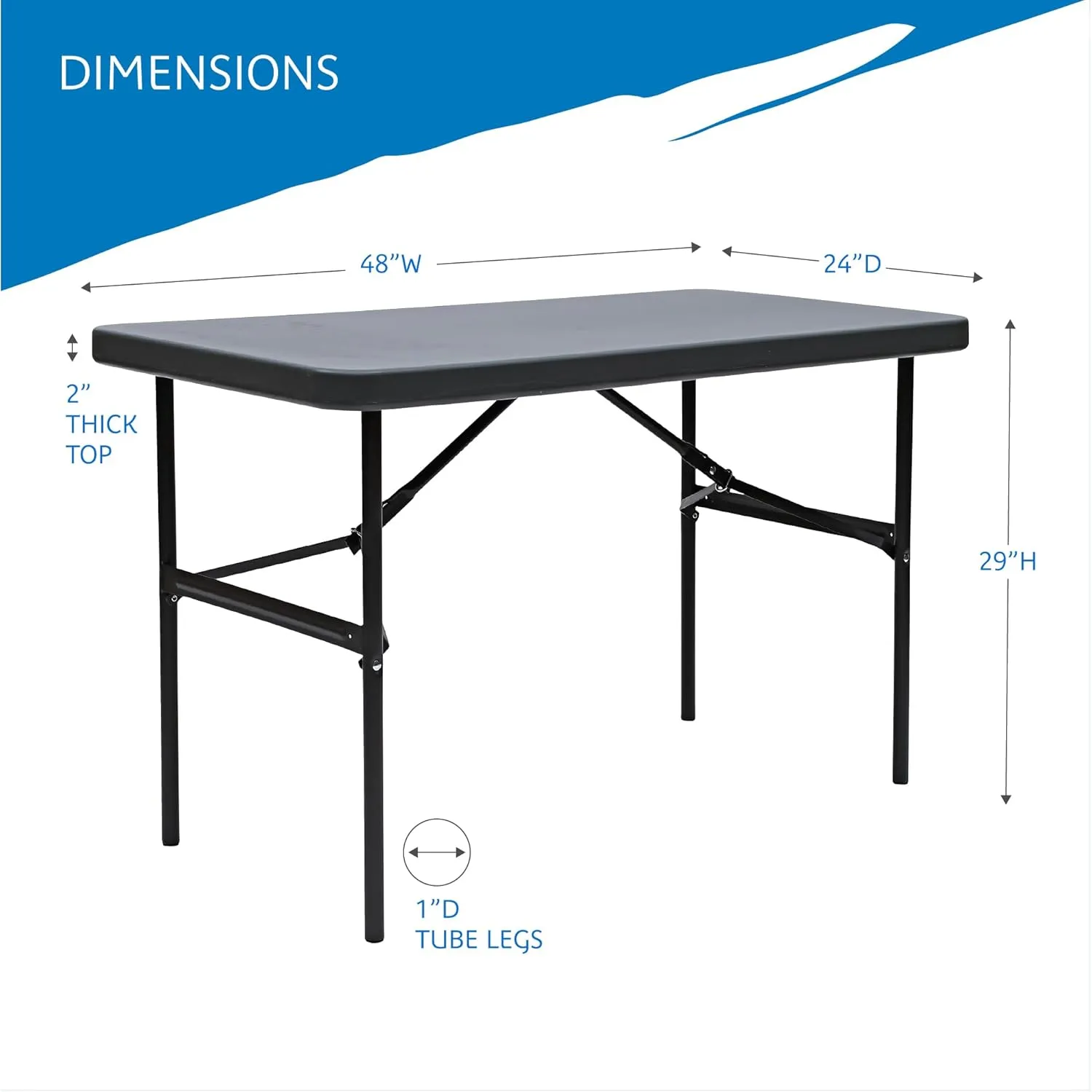 Iceberg 65507 IndestrucTable Commercial Folding Table, 24''x48'', Charcoal