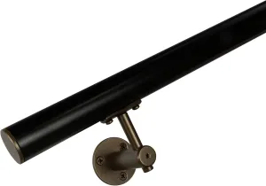 Industrial Aluminum 1.5 Inch Round Complete Indoor/Outdoor Straight Handrail Grab Bar Kit (Bronze/Satin Black, 3 Foot Handrail)