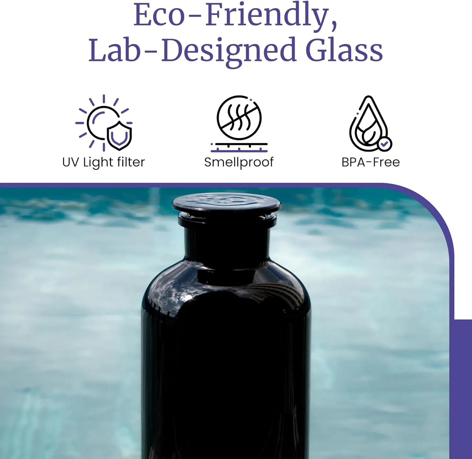 Infinity Jars 2L (68 Fl oz) Round jar Black Ultraviolet Glass Refillable Empty Apothecary Jar with Airtight Glass Lid for Tea, Spices, Coffee, Dried Goods, Herb Storage | Smell Proof Jar