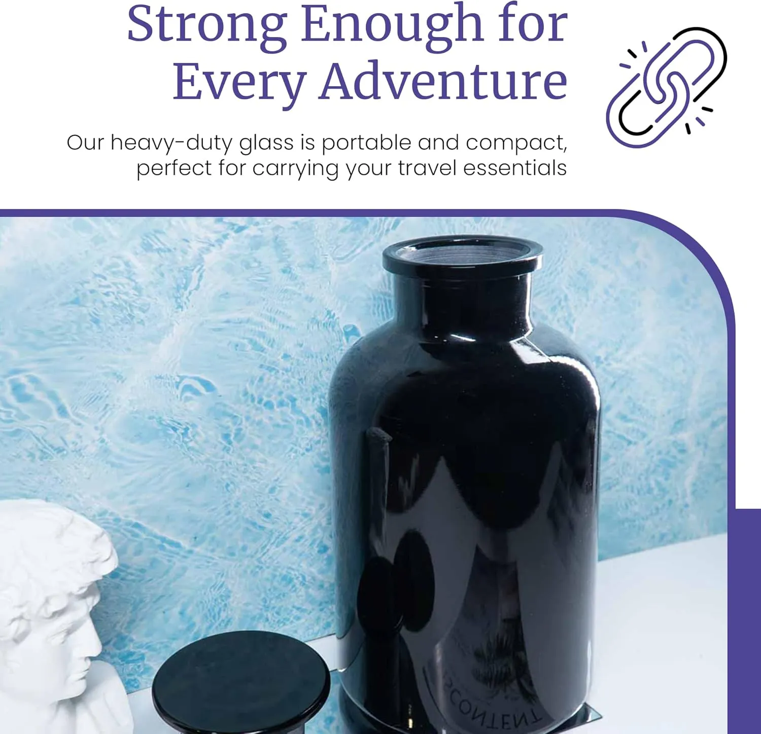 Infinity Jars 2L (68 Fl oz) Round jar Black Ultraviolet Glass Refillable Empty Apothecary Jar with Airtight Glass Lid for Tea, Spices, Coffee, Dried Goods, Herb Storage | Smell Proof Jar
