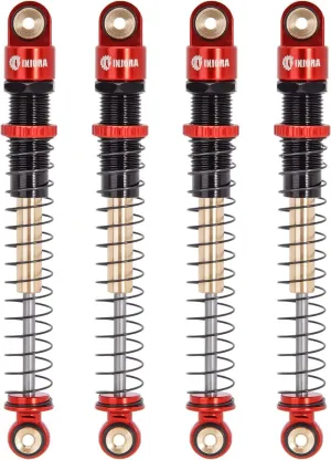 INJORA 51mm Shocks-Long Travel Threaded Double Barrel Damper for Axial AX24 SCX24 Upgrade 1/24 RC Crawler（Red）