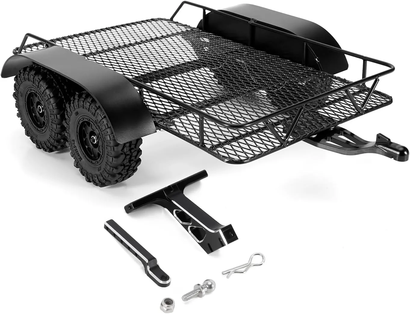 INJORA Metal Hitch Mount Trailer for Axial SCX24 Upgrade 1/24 RC Crawler