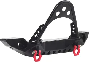 INJORA RC Front Bumper Metal Front Bumper with LED Light for 1:10 RC Crawler TRX-4 Axial SCX10 SCX10 II 90046 SCX10 III AXI03007（Black）