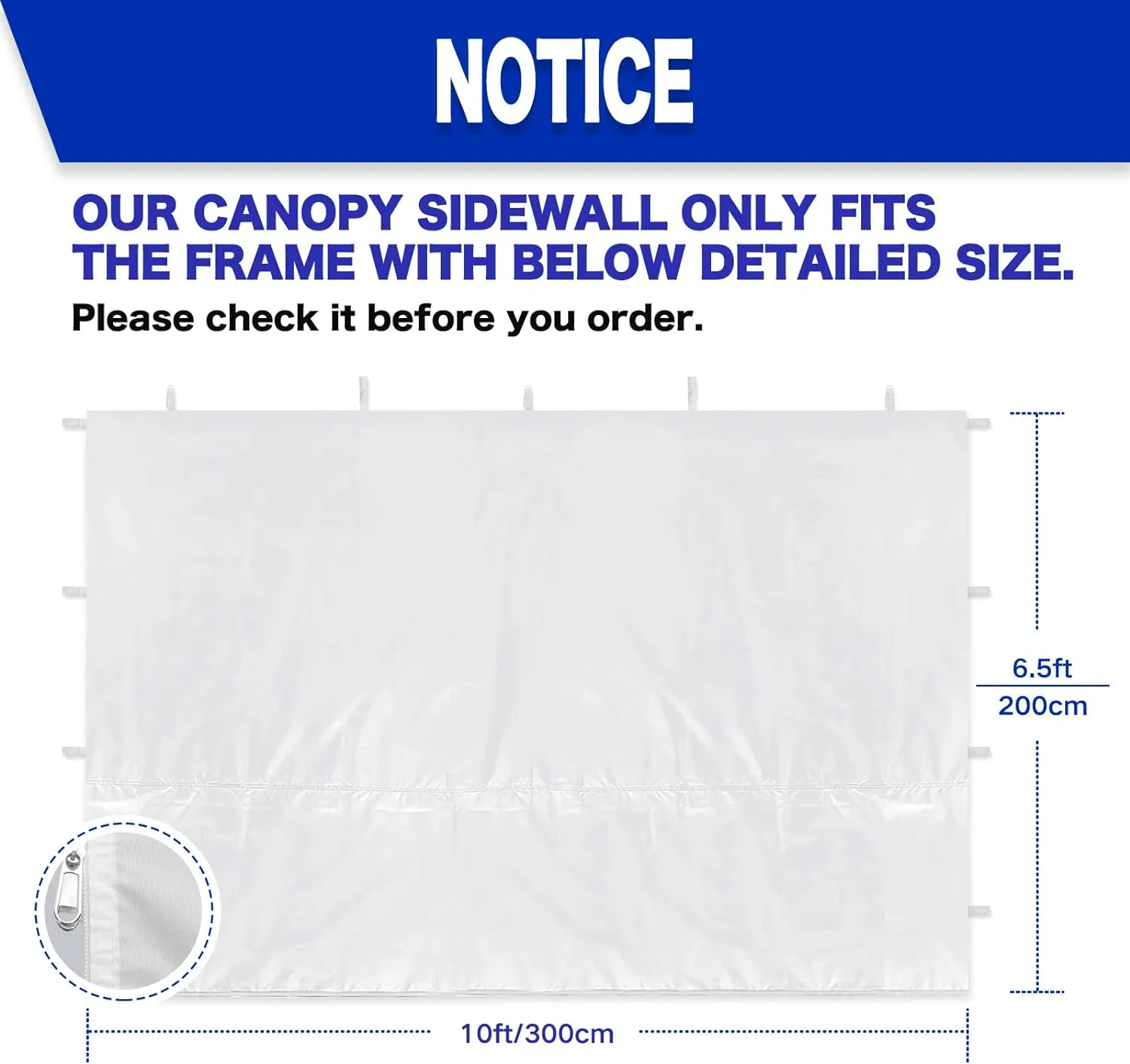Instant Canopy Tent Sidewalls for 10x10 Pop Up Canopy Waterproof,99% UV Protection，3 Piece Sidewalls, White(3PCS Sidewall Only, Canopy Tent NOT Included)