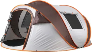 Instant Pop Up Camping Tent, 5 6 Person Tent,Automatic Set Up Tent in 3 Seconds,Waterproof Sunshade Family Tent,Portable Lightweight Dome Tent for Outdoor Camping,Hiking,Travel & Beach(Brown&Gray)