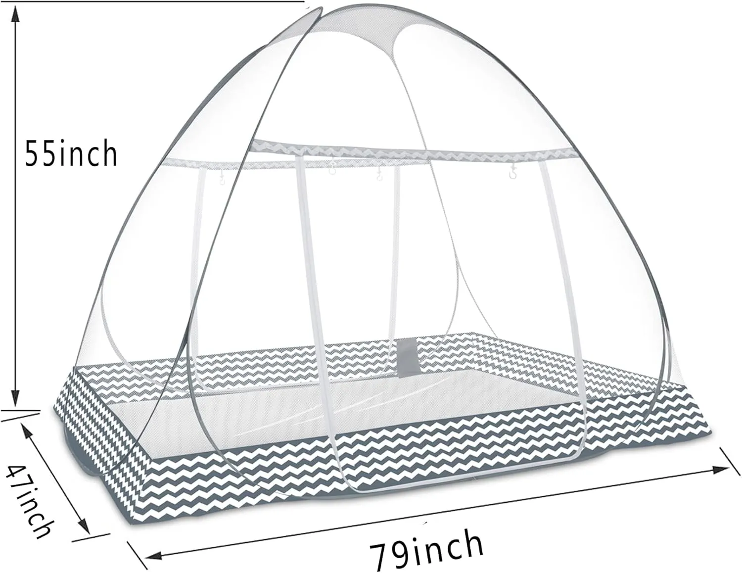 Instant Pop-Up Mosquito Net Tent for Bed | Full Enclosure Design with Ultra-Fine Mesh & Portable Foldable Frame | Indoor/Outdoor Camping, Travel Bed Canopy - Easy Setup & Pack up(Double size)