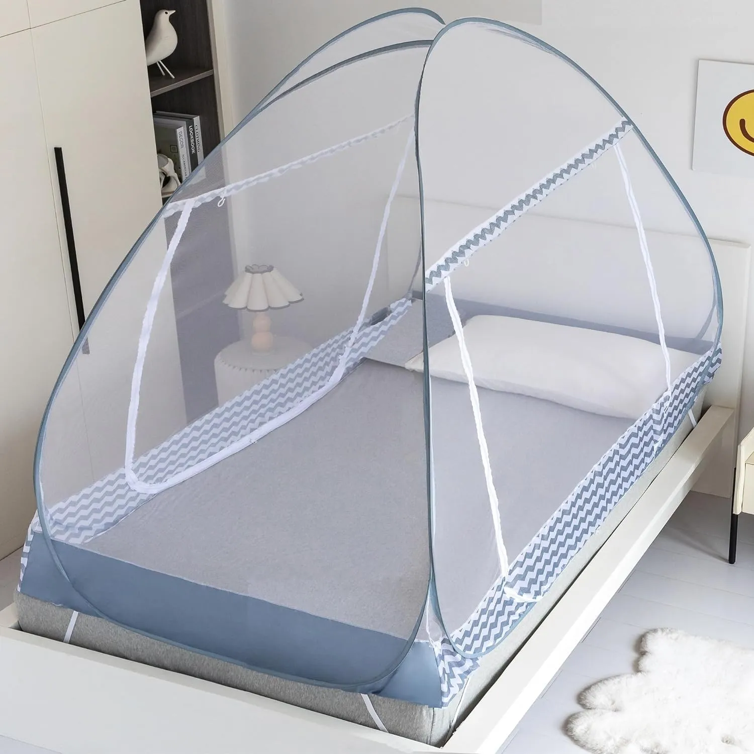 Instant Pop-Up Mosquito Net Tent for Bed | Full Enclosure Design with Ultra-Fine Mesh & Portable Foldable Frame | Indoor/Outdoor Camping, Travel Bed Canopy - Easy Setup & Pack up(Double size)