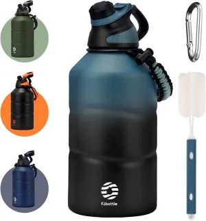 Insulated Half Gallon Water Bottle 64oz with Magnetic Lid, Stainless Steel Double-Wall Vacuum Leak Proof Sports Insulated Jug with Paracord Handle, Keep Water Hot & Cold for Outdoor,Gym