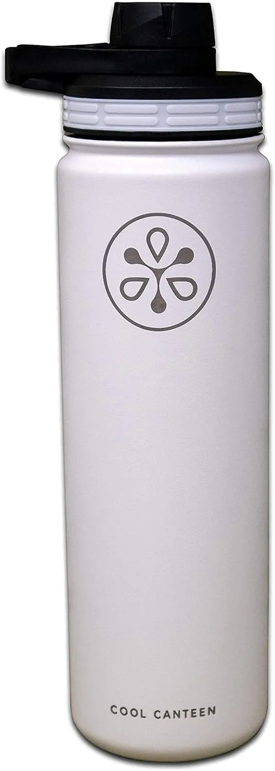 Insulated Water Bottle w/Straw Lid (22oz, 32oz, 40oz) - Stainless Steel Sports Flask - Wide Mouth Double Walled - Three Lids - Multiple Color Options