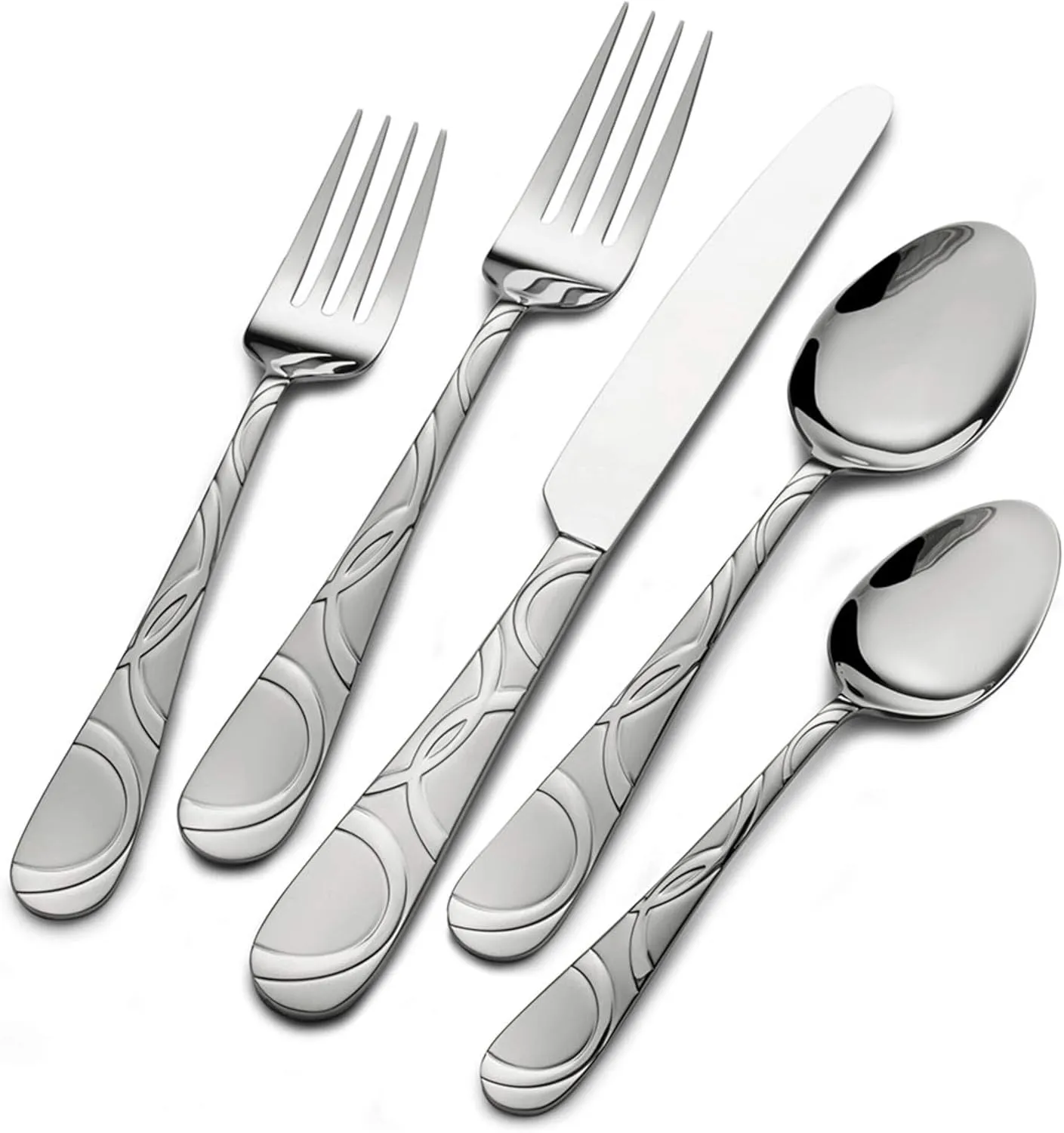 International Garland Frost Flatware Service for 4, 20 Piece Set, 18/0 Stainless Steel, Silverware Set