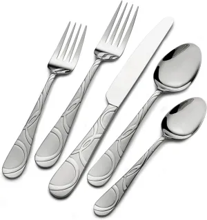 International Garland Frost Flatware Service for 4, 20 Piece Set, 18/0 Stainless Steel, Silverware Set