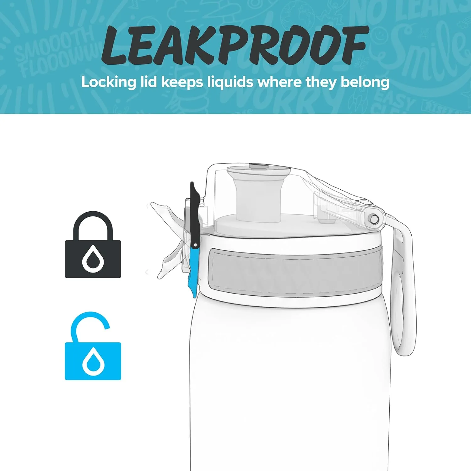 Ion8 Pod Leak Proof BPA Free Kids Water Bottle, 350ml (12 oz), Frosted Aqua