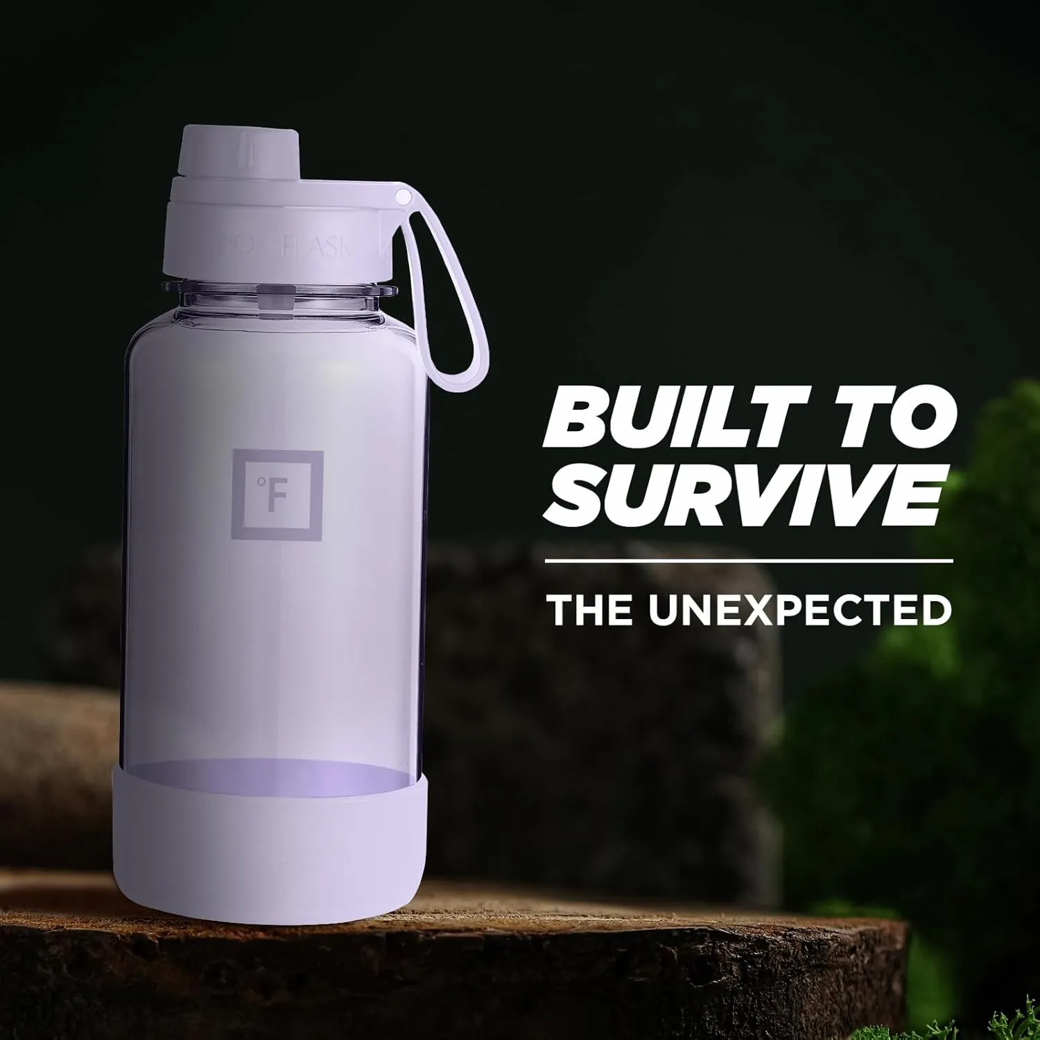 IRON °FLASK Clear Tritan Trekker Water Bottle with Chug Lid & Rubber Boot - Leak Proof & Lightweight for Gym, Hiking, Sports - Dishwasher Safe, BPA Free Plastic - Light Lavender, 32 Oz