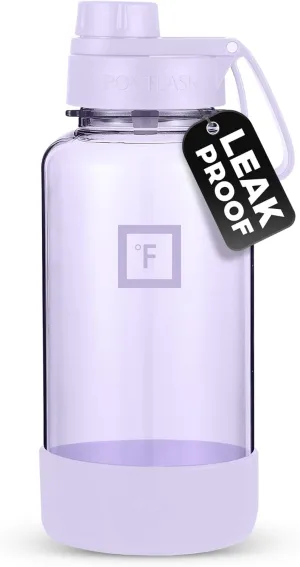 IRON °FLASK Clear Tritan Trekker Water Bottle with Chug Lid & Rubber Boot - Leak Proof & Lightweight for Gym, Hiking, Sports - Dishwasher Safe, BPA Free Plastic - Light Lavender, 32 Oz