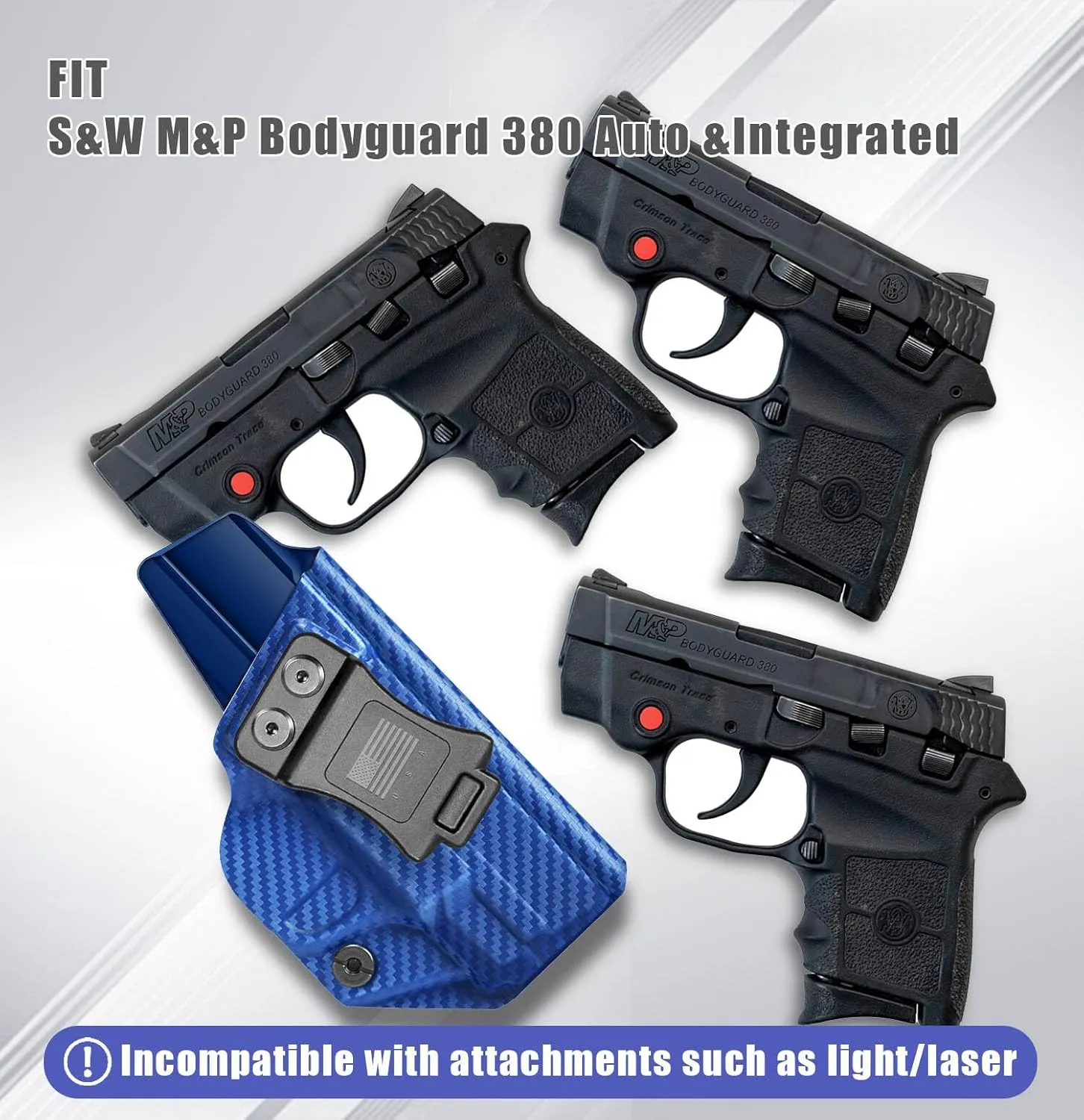 IWB KYDEX Universal Gun Holster, Adjustable Cant & 'Posi-Click' Retention, Inside Waistband Concealed Carry Holster Compatible with Multiple Glock, Smith Wesson, Sig, Ruger Models Police Blue