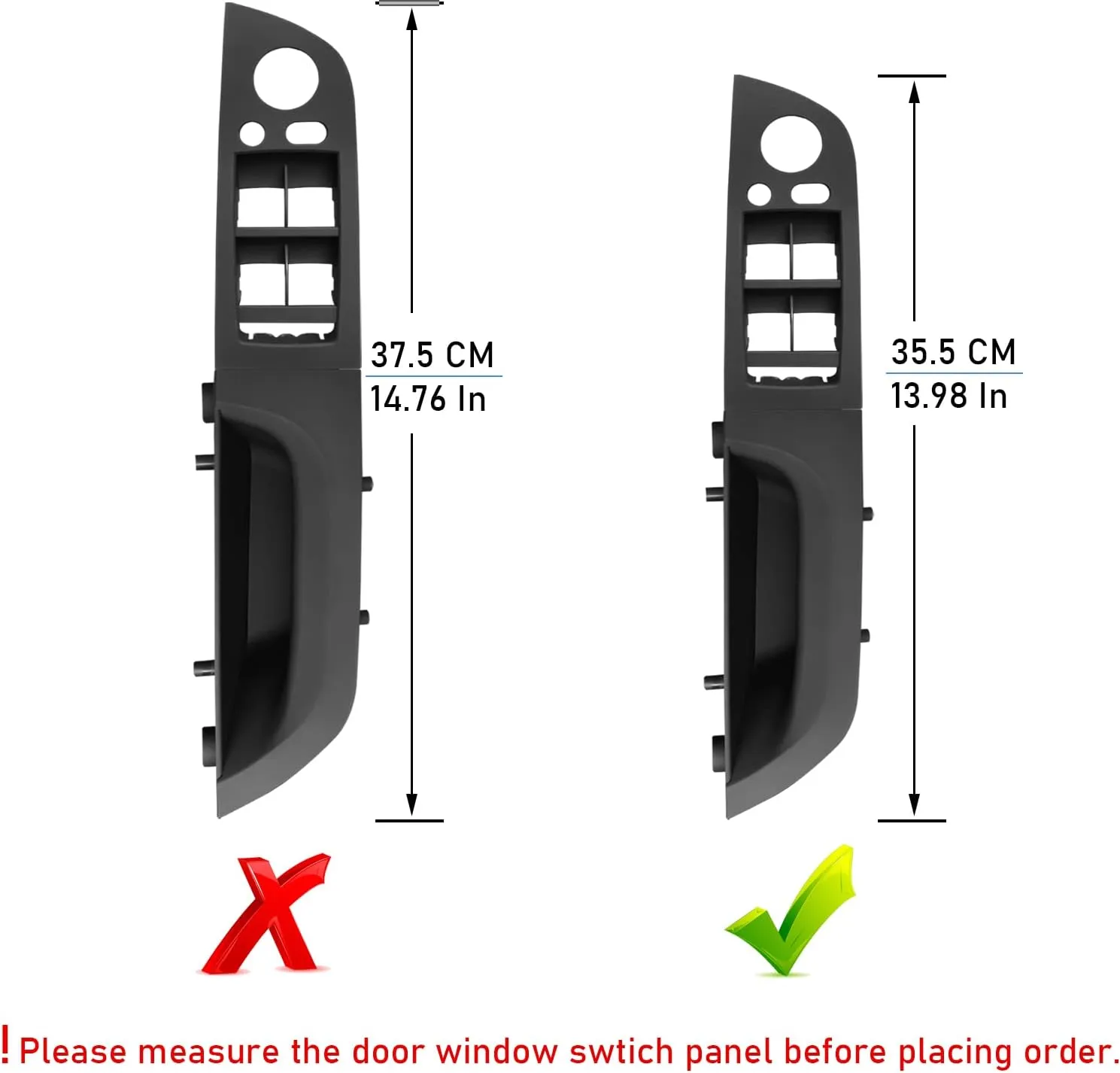Jaronx Compatible with BMW 3 Series E90 LCI/E91 LCI Driver Side Door Handle 2008-2011, Window Switch Panel Cover Door Pull Handles Driver Side Armrest 320i,323i,325i,328i,335i(13.98inch)