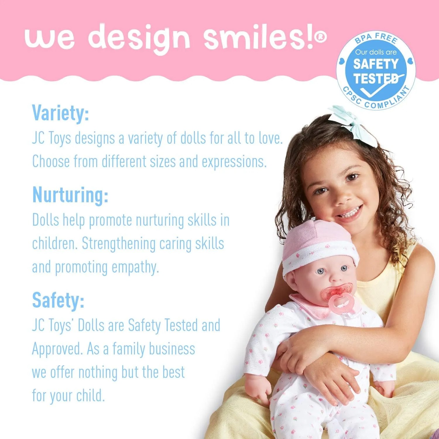 JC Toys 20-inch La Baby Soft Body Doll | Washable | Gift Set includes Magic Milk Bottle & Pacifier | Removable Pink Outfit | Perfect for Toddlers and Kids Ages 2 