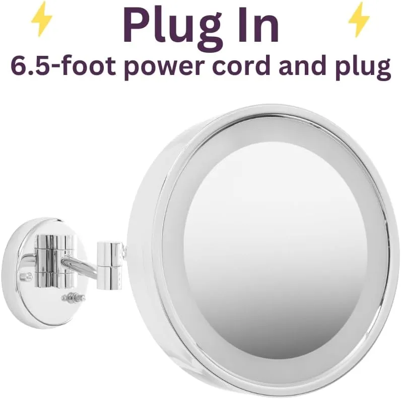 JERDON 9.75-Inch Wall Mount Mirror - Makeup Mirror with 3X Magnification & 15-inch Wall Extension - Chrome Finish Mirror - Model HL7CF
