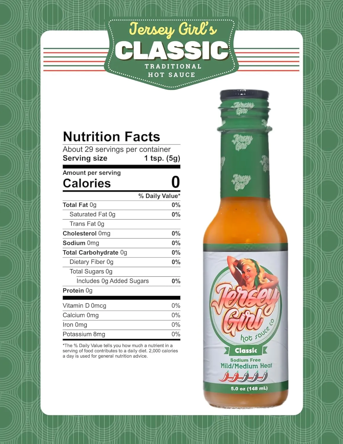 Jersey Girl Hot Sauce 5oz (Variety) No Sodium/Salt Free - All Natural Craft Hot Sauce Sampler Pack