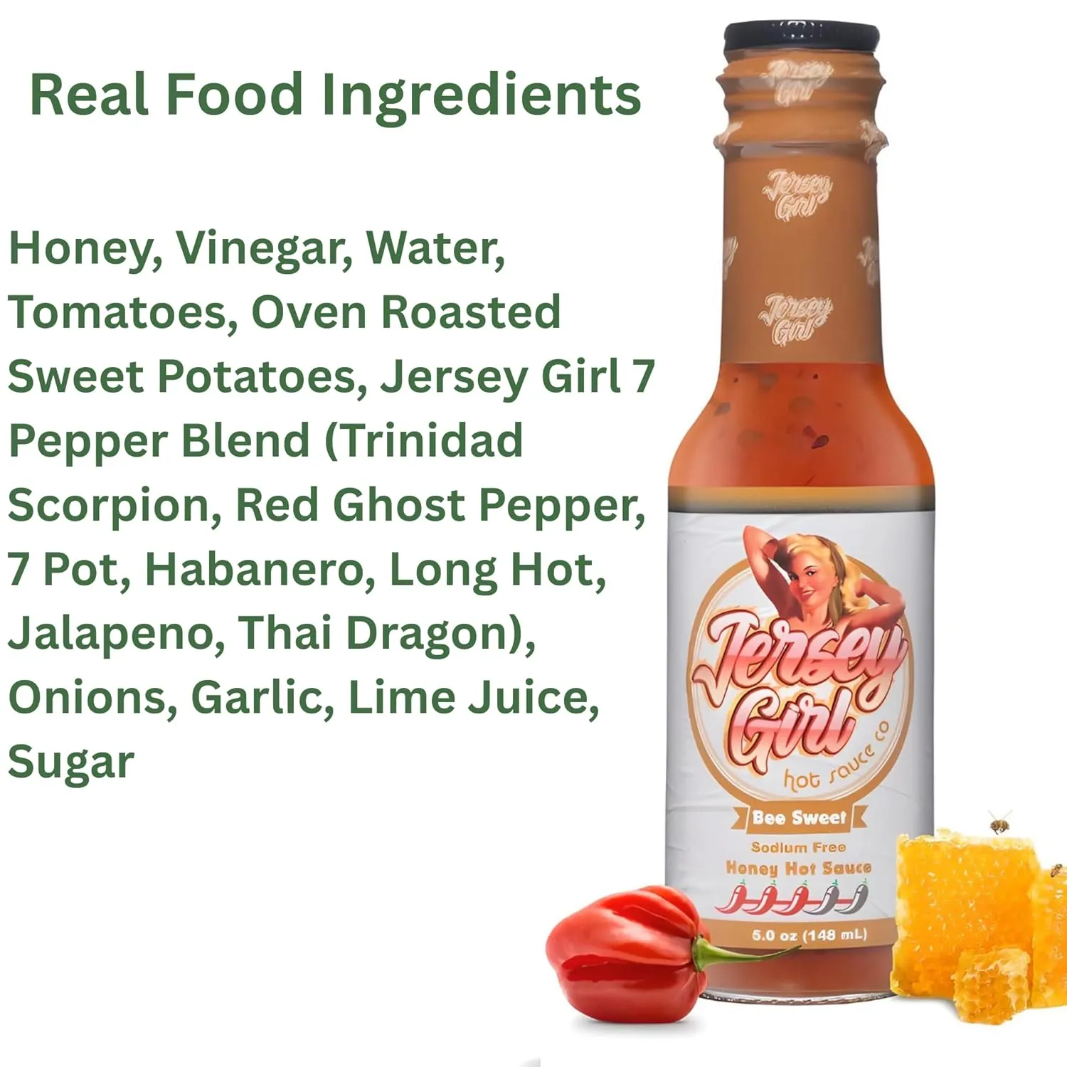 Jersey Girl Hot Sauce 5oz (Variety) No Sodium/Salt Free - All Natural Craft Hot Sauce Sampler Pack