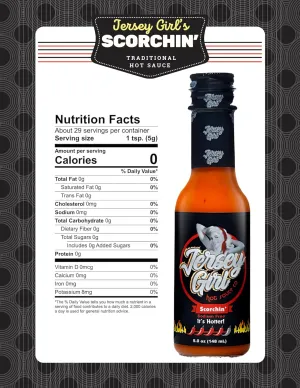 Jersey Girl Hot Sauce 5oz (Variety Pack 3, Classic Habanero, Sizzlin Ghost Pepper & Scorchin' Carolina Reaper) Sodium Free Hot Sauce Set