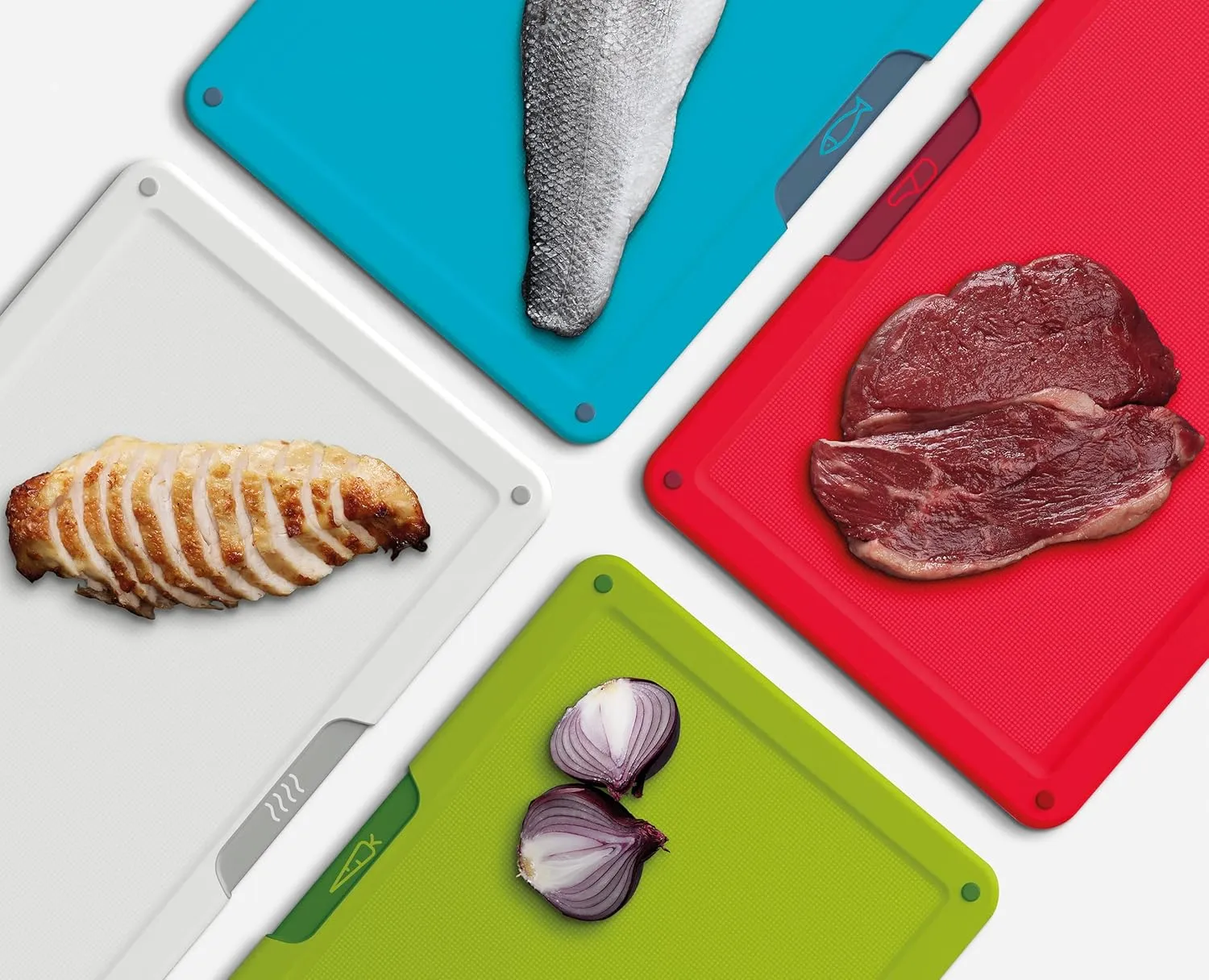 Joseph Joseph Folio 4-Piece Multi Colour coded Cutting Board Set, Slimline case for organized Kitchen storage, Silver
