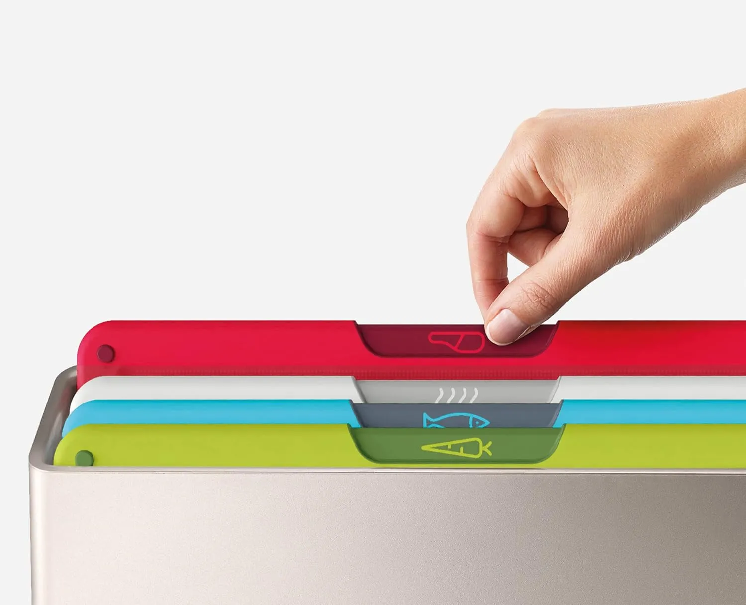 Joseph Joseph Folio 4-Piece Multi Colour coded Cutting Board Set, Slimline case for organized Kitchen storage, Silver