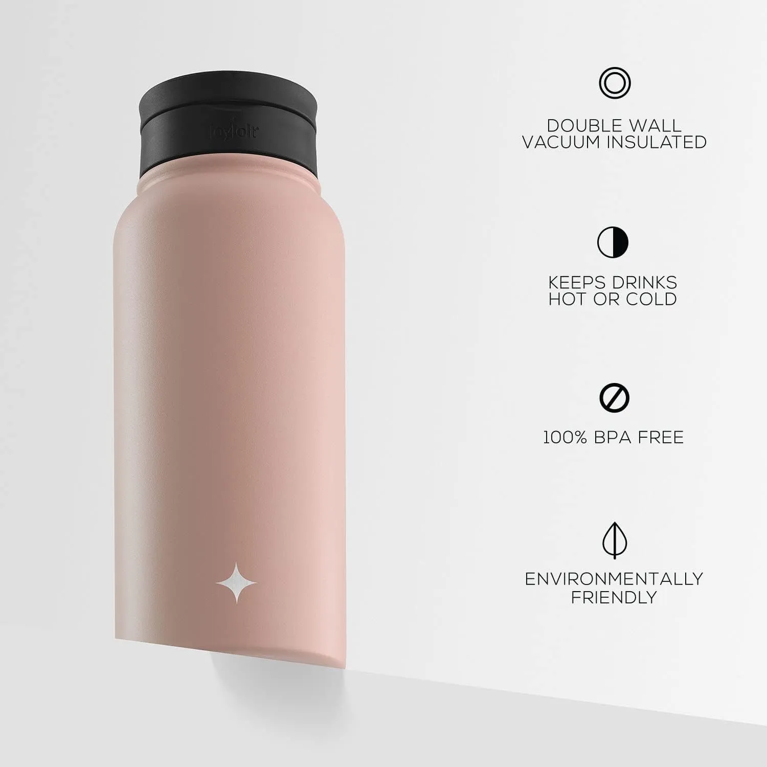 JoyJolt Triple Insulated Water Bottle with Straw Lid AND Flip Lid! 32oz , 12 Hour Hot/Cold Vacuum Insulated Stainless Steel Large Bottle. BPA-Free Leakproof Thermos Water Bottles