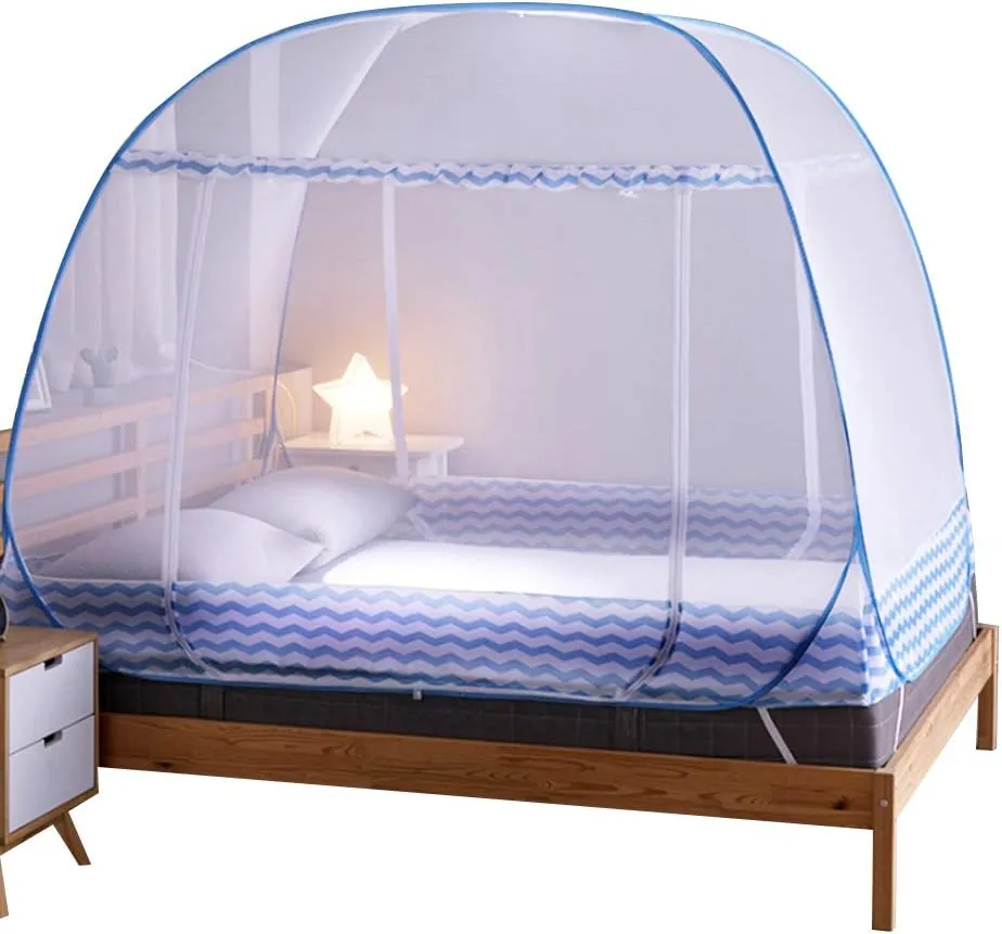 Jsanh Folding Mosquito Net Tent Canopy Curtains for Beds Pop Up King Size Portable Netting with Bottom Baby Adults L80XW72XH62inch