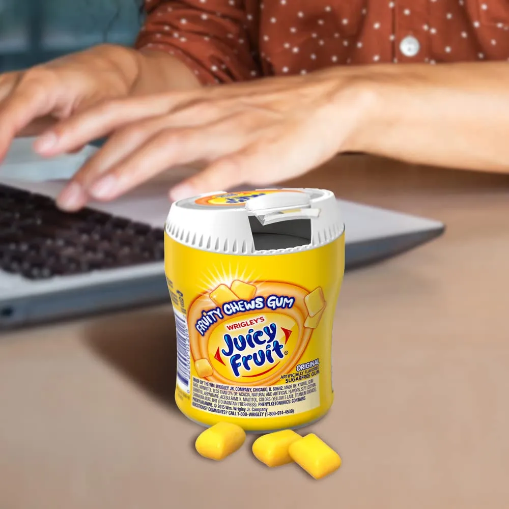 JUICY FRUIT Gum Sugar-Free Chewing Gum, JUICY FRUIT Chews, 40 Pieces Per Bottle, (Pack of 6)