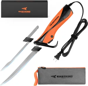 KastKing Speed Demon 110v Electric Fillet Knife, Precision Cut with High Torque Motor, ETL Certified Safety, Balanced Lightweight Handle, 2 Sets of Stainless-steel Blades
