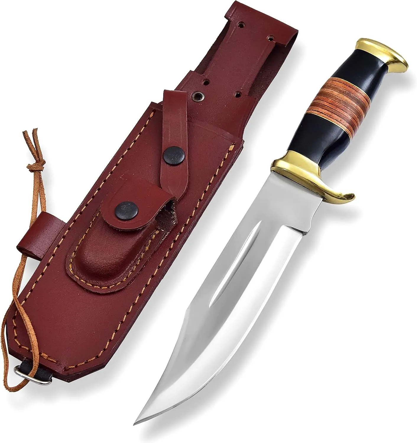 KE-0548-HK D 2 Steel 12.5 inch Fixed Blade Bowie Knife | Large Hunting Bowie Knife For Men With Leather Handle | Camping, Skinning