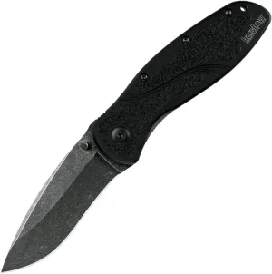 Kershaw Blur Blackwash Folding Knife (1670BW); 3.4 BlackWash 14C28N Steel Blade; Black Anodized Aluminum Handle with Black Textured Trac-Tec Inserts, SpeedSafe Opening, Reversible Pocketclip; 3.9 OZ