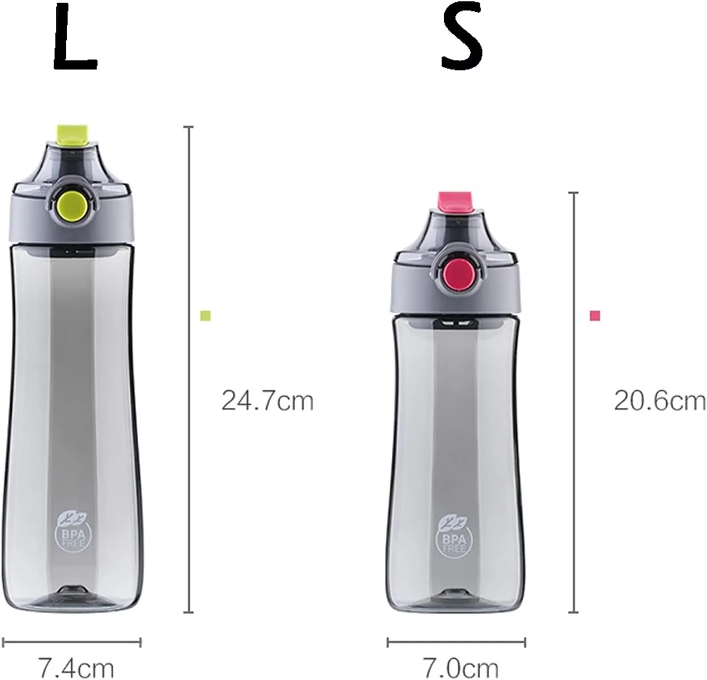kettles Large Sports Water Bottles with Portable Handle/Push Button,20.6oz Plastic Water Cups with Filter,BPA free,Medium,Leak proof canteen(A,Medium)