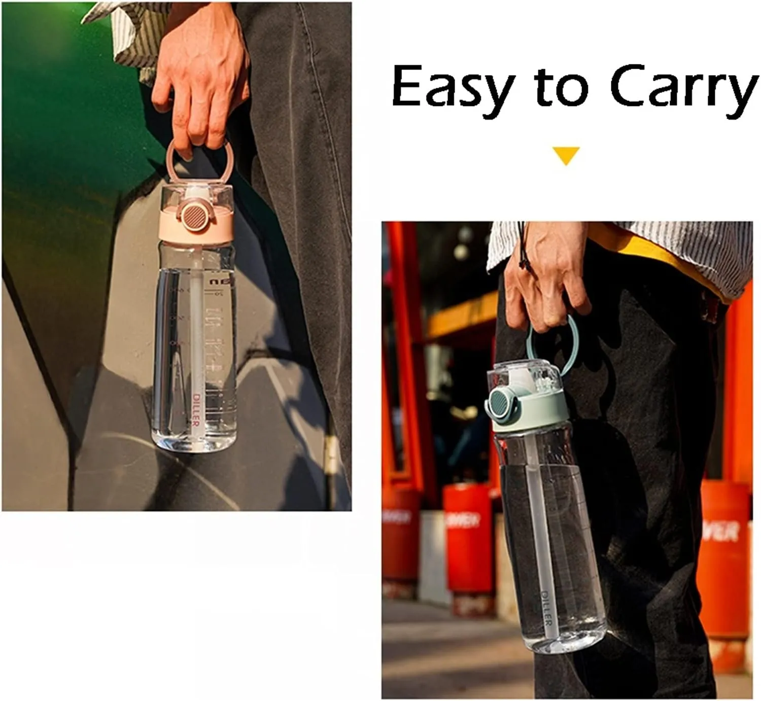 kettles Reusable Water Bottle,Large Capacity,Sport bottle with Straw,BPA free,Tea Jug-Clear,Leak proof,Portable,Easy to Open,Fitness canteen(B)