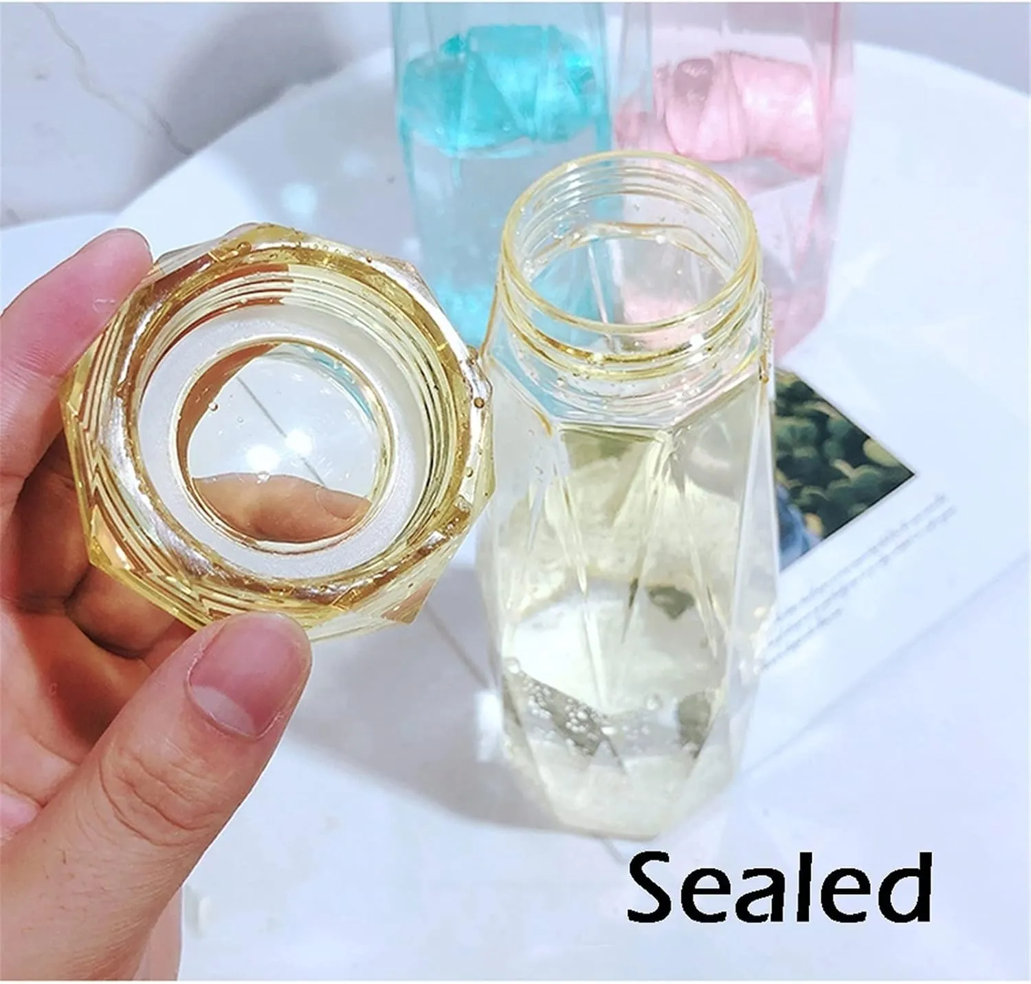 kettles Simple Portable Water Botttles,Creative Plastic Durable Sports Bottle,Clear Outdoor Cup-Leak Proof,Wide Mouth Transparent canteen(B)