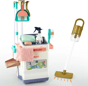 Kids Cleaning Set for Toddlers-20 PCS Pretend Play for Boys & Girls Ages 3 4 5 6 7 8-Educational Learning Carts Includes Real Working Vacuum Cleaner, Broom, Spray Bottle