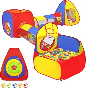 Kids Play Tents Jungle Gym w/Pop Up Tents, Tunnels, and Basketball Pit for Boys, Girls, Babies, and Toddlers with Carrying Case for Indoor & Outdoor Use (5 in 1)
