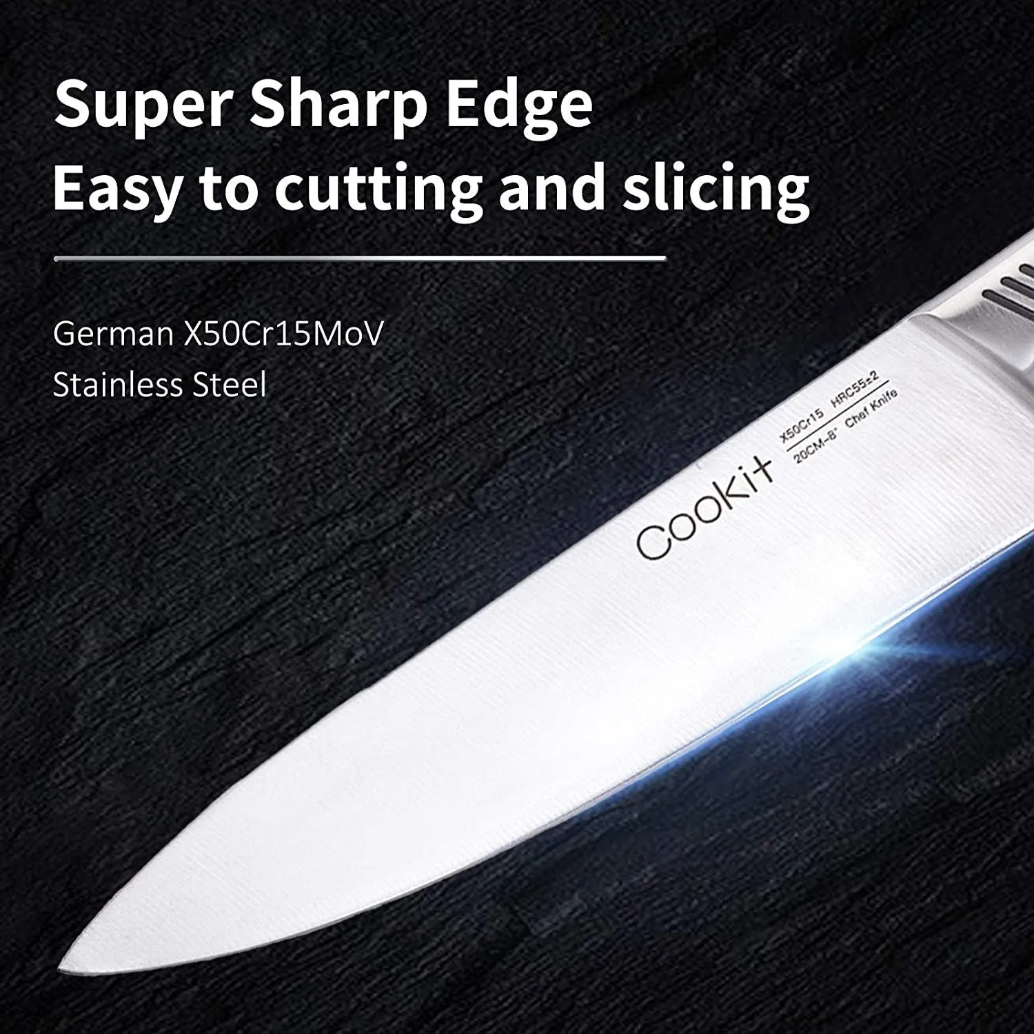 Kitchen Knife Set, Cookit 15 Pieces Knife Set with Block Manual Sharpener, Stainless Steel Hollow Handle