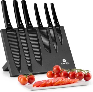 Klarstein Kissaki Kitchen Knife Set – Knife Holder, 6 Sizes, Magnetic, Japanese Design, Non-Stick, 30 x 19 x 15 cm, Black