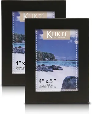 Klikel Black Picture Frame - Set of 2 4 X 5 Black Wooden Photo Frame - Made of Real Wood With Glass Photo Protection - Wall Hanging And Table Standing Display