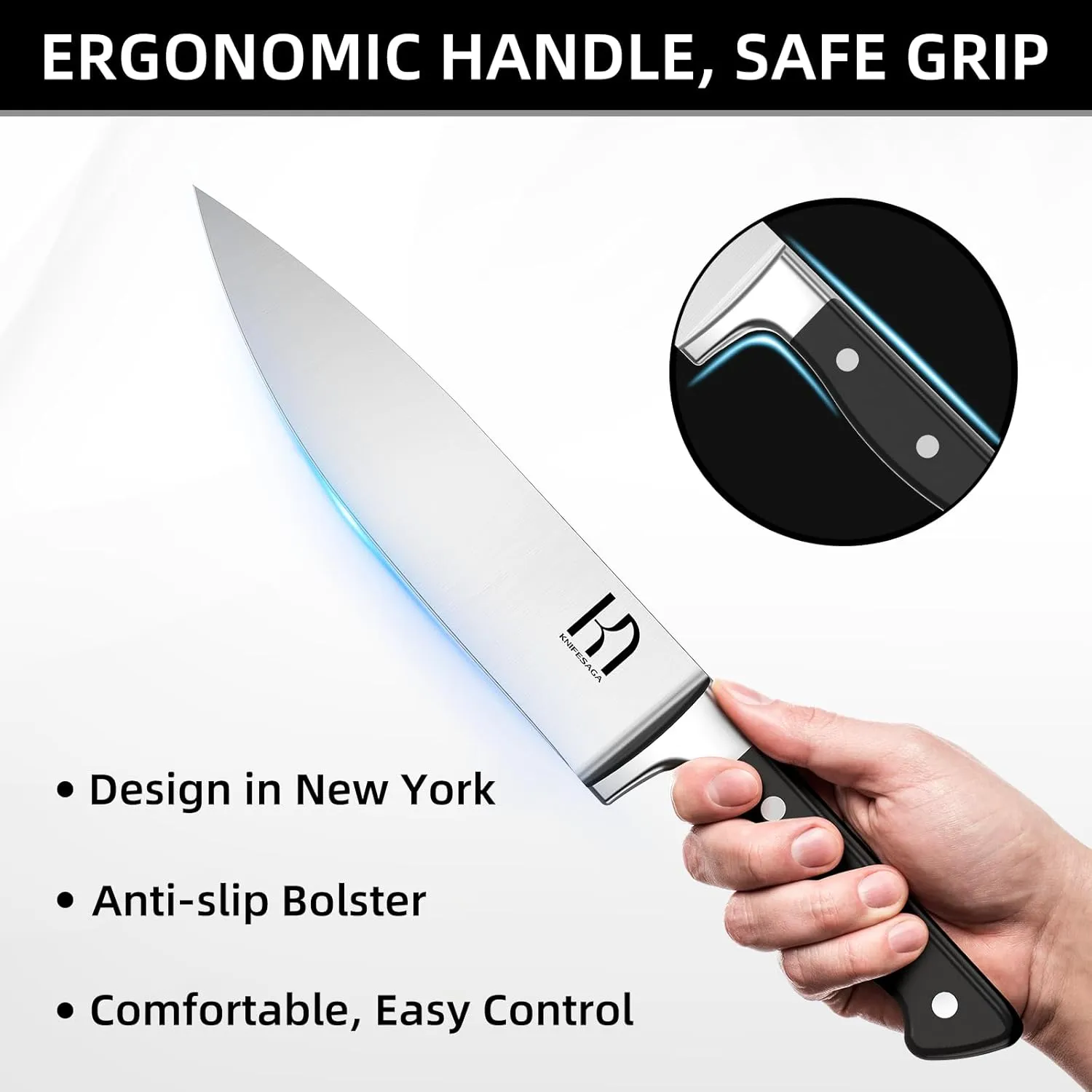 Knife Set, 15 Pcs Kitchen Knife Block Set, Enduring Razor-Sharp Japanese High Carbon Stainless Steel Chef Knife Set with Block and Sharpener, Premium Black Knives Set for Kitchen