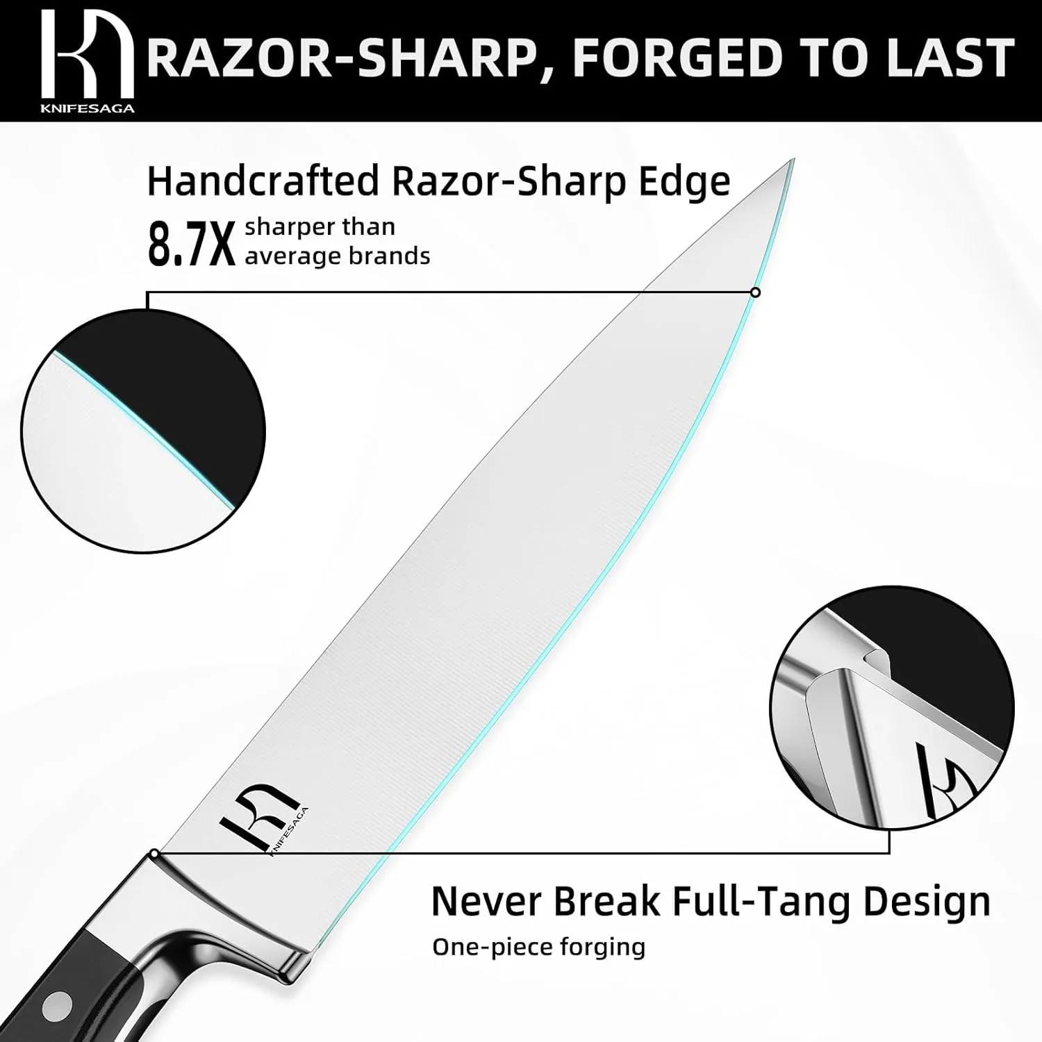 Knife Set, 15 Pcs Kitchen Knife Block Set, Enduring Razor-Sharp Japanese High Carbon Stainless Steel Chef Knife Set with Block and Sharpener, Premium Black Knives Set for Kitchen