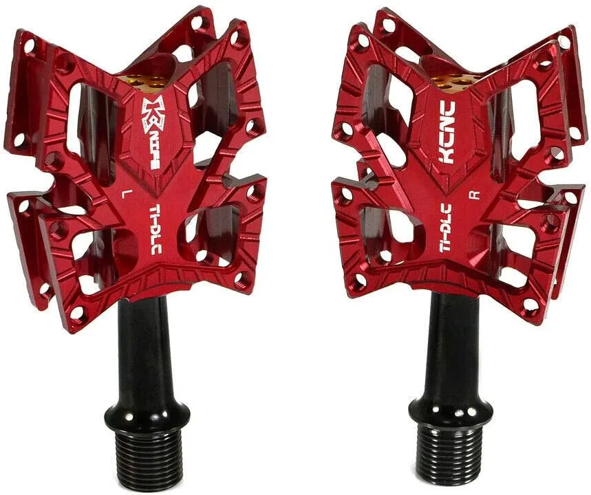 KNIFE Titanium Spindle Road Platform Pedals, Red, KPED01-TI-R, SK2173