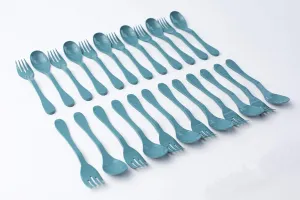 Knork Eco Plant Based 24 Pack Reusable Bamboo Flatware Set (BLUE)