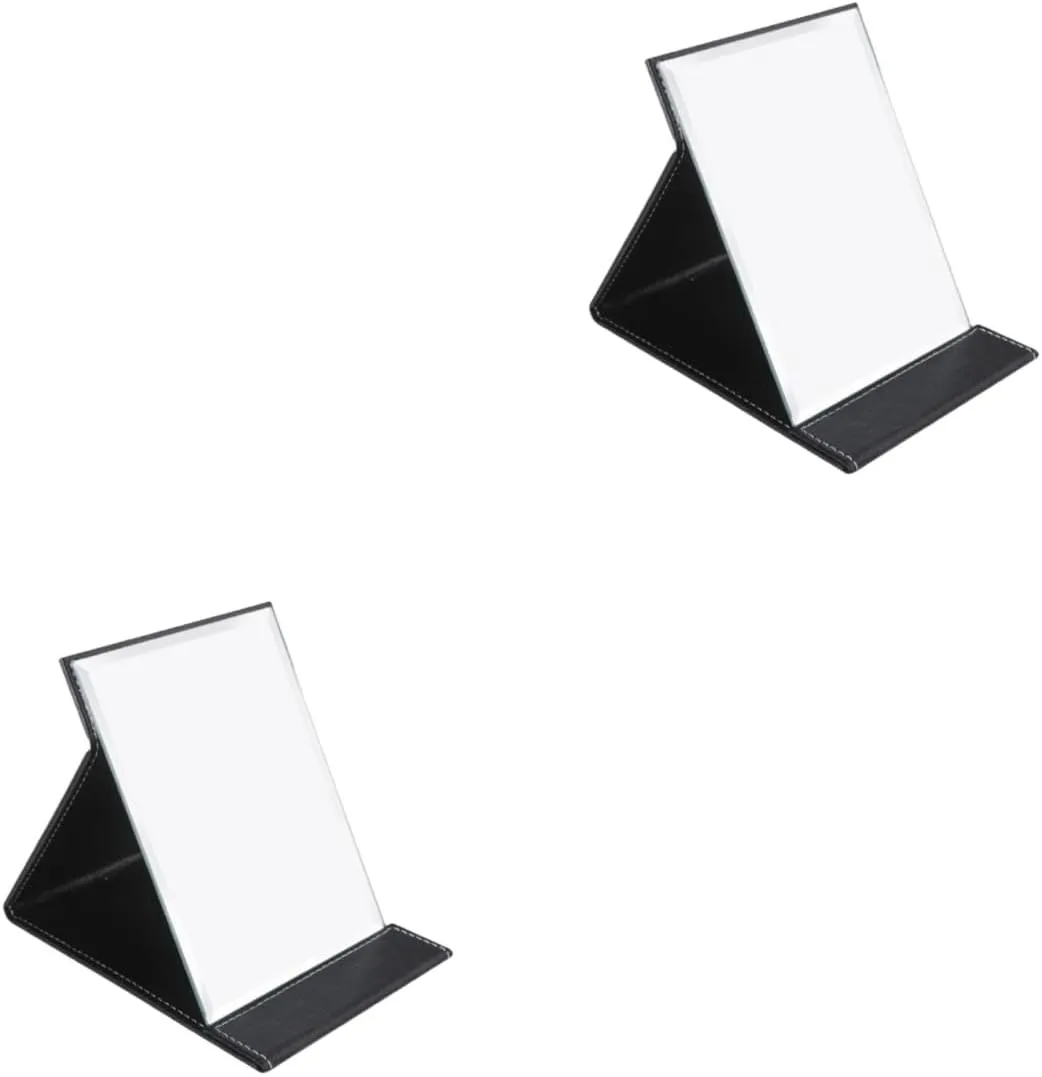 KOHARA 2pcs Desktop Cosmetic Mirror Vanity Mirror with Stand Small Desktop Makeup Mirror Square Makeup Mirror Portable Folding Makeup Mirror Pocket Mirror Dressing Table Simple Travel