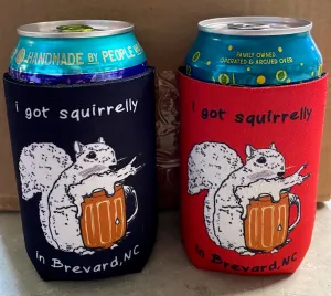 Koozie - Collapsible Neoprene Beverage Can Koozie with White Squirrel Design