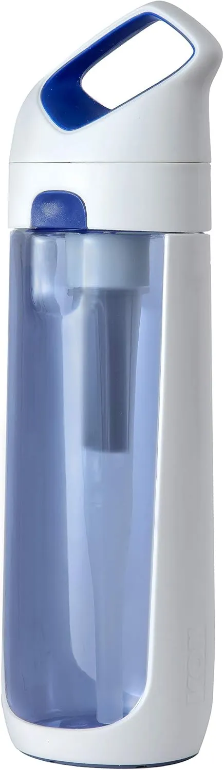 KOR Nava BPA Free 650ml Filter Water Bottle, White/Blue