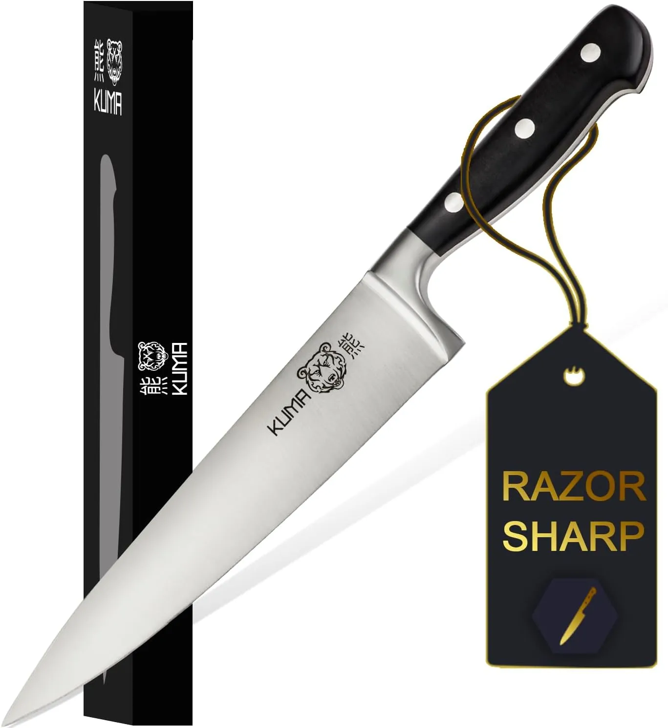 KUMA Multipurpose Chef Knife - 8 Inch Professional Sharp knife - Kitchen knife For Cutting, Chopping and Dicing With Incomparable Ergonomic Grip