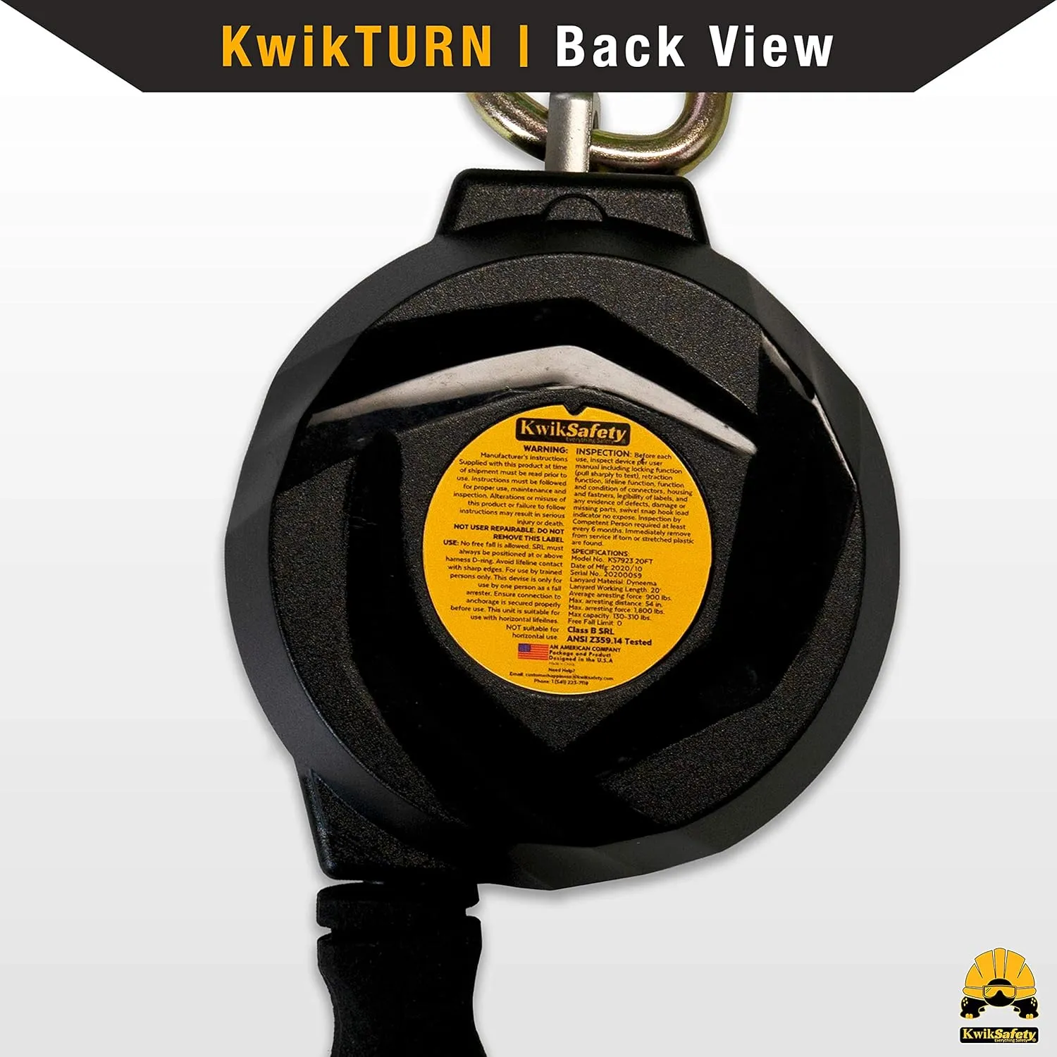 KwikSafety - Charlotte, NC - Mamba 20’ Self Retracting Lifeline [Carbonate Lightweight Housing] Class 1 Web SRL ANSI OSHA Retractable Fall Arrest Protection Roofing Construction Gear